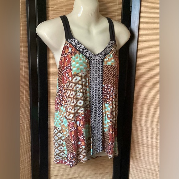 💗 American Boho Tank Top Size S racerback embroidery loose fit sleeveless - Picture 1 of 6